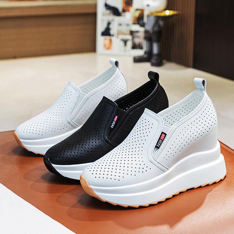 Guipure Lace Panel - Spring Summer Genuine Leather Shoes Women