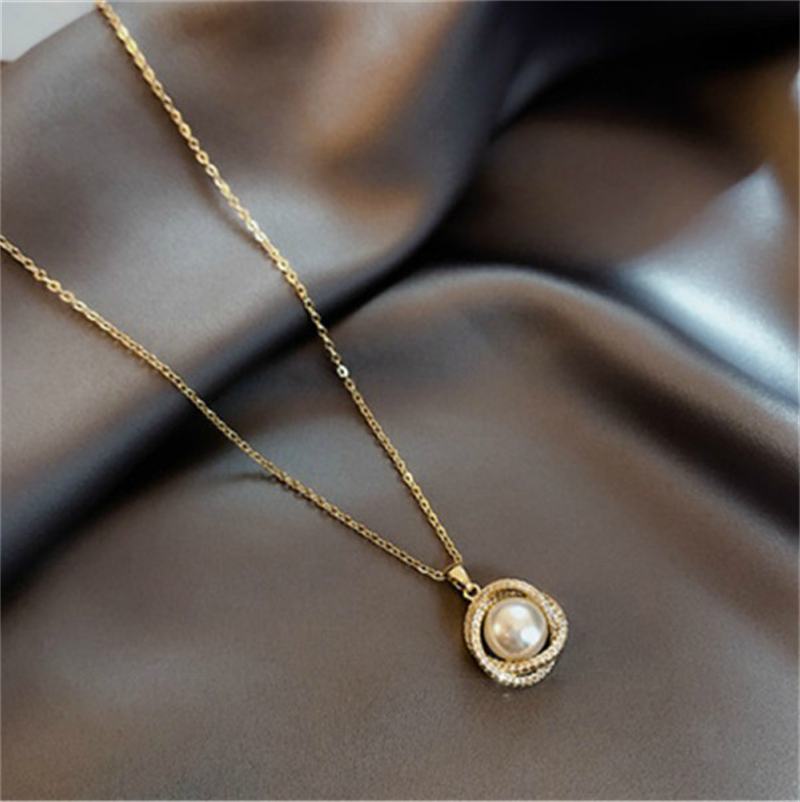 Pearl Trim Chain - Trendy Pearl Pendant Necklace for Women