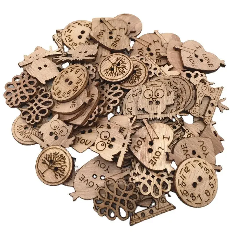 Christmas Craft Embellishment - 50pcs Wooden Craft Embellishment Assorted Designs