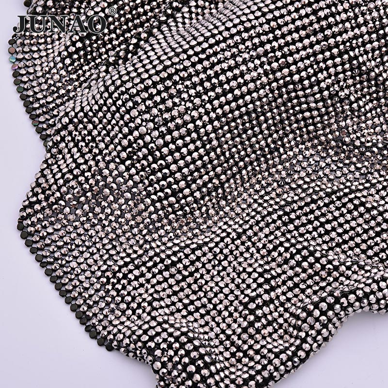 JUNAO 45*120cm Black Gold Crys - Crystal Mesh Fabric recensie en prijs