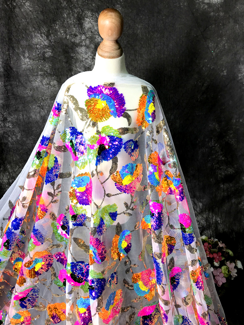 Colorful Crystal Sequins Flowe - Crystal Mesh Fabric recensie en prijs