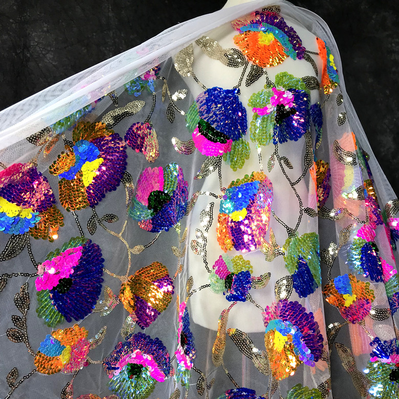 Colorful Crystal Sequins Flowe - Crystal Mesh Fabric recensie en prijs