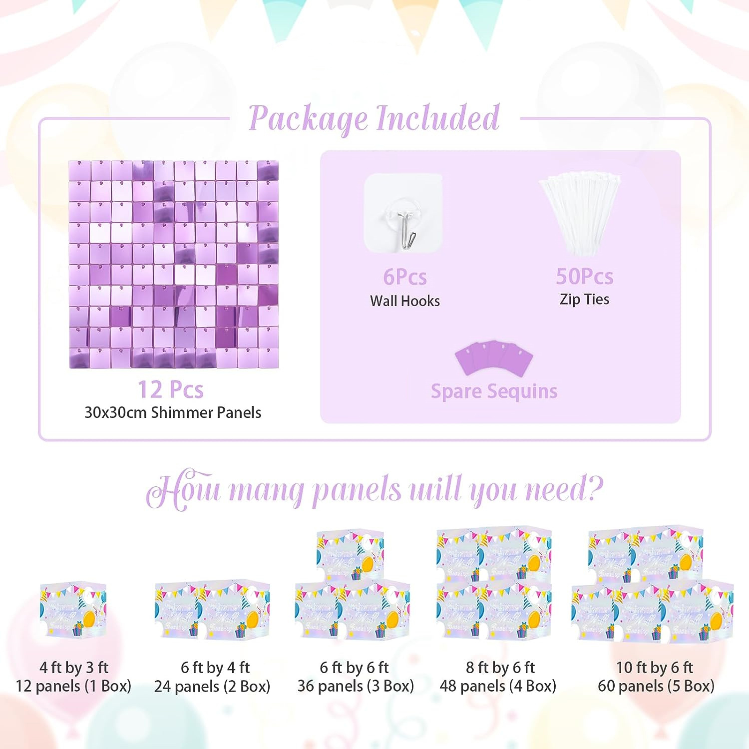 12PCS/Set Light Purple Shimmer - Sequin Fabric Panel recensie en prijs