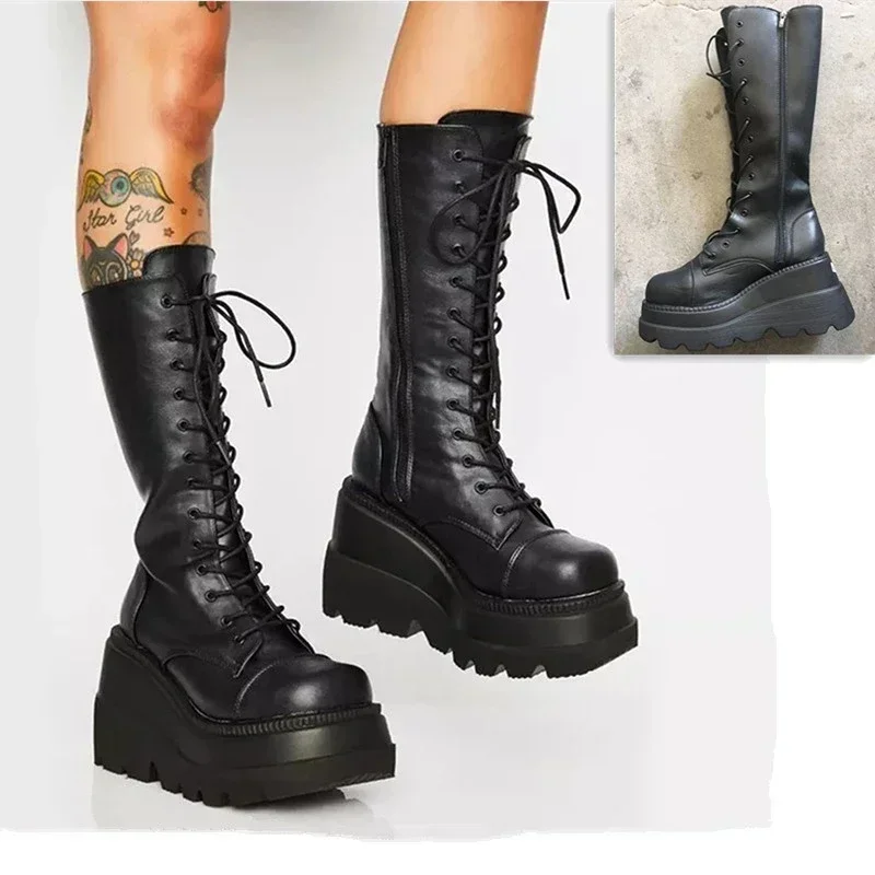 Punk Women Platform Boots Elas - Guipure Lace Panel recensie en prijs