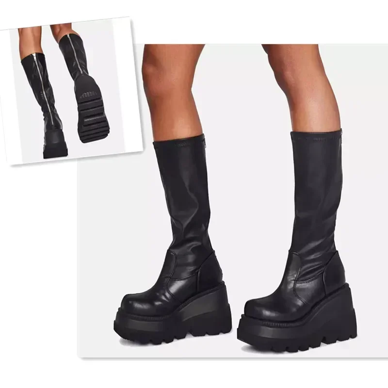 Punk Women Platform Boots Elas - Guipure Lace Panel recensie en prijs