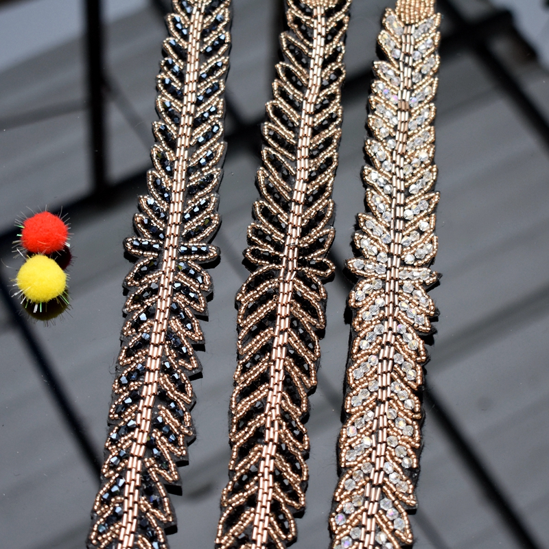 Long leaves leaf handmade appl - Beaded Trim Fringe recensie en prijs