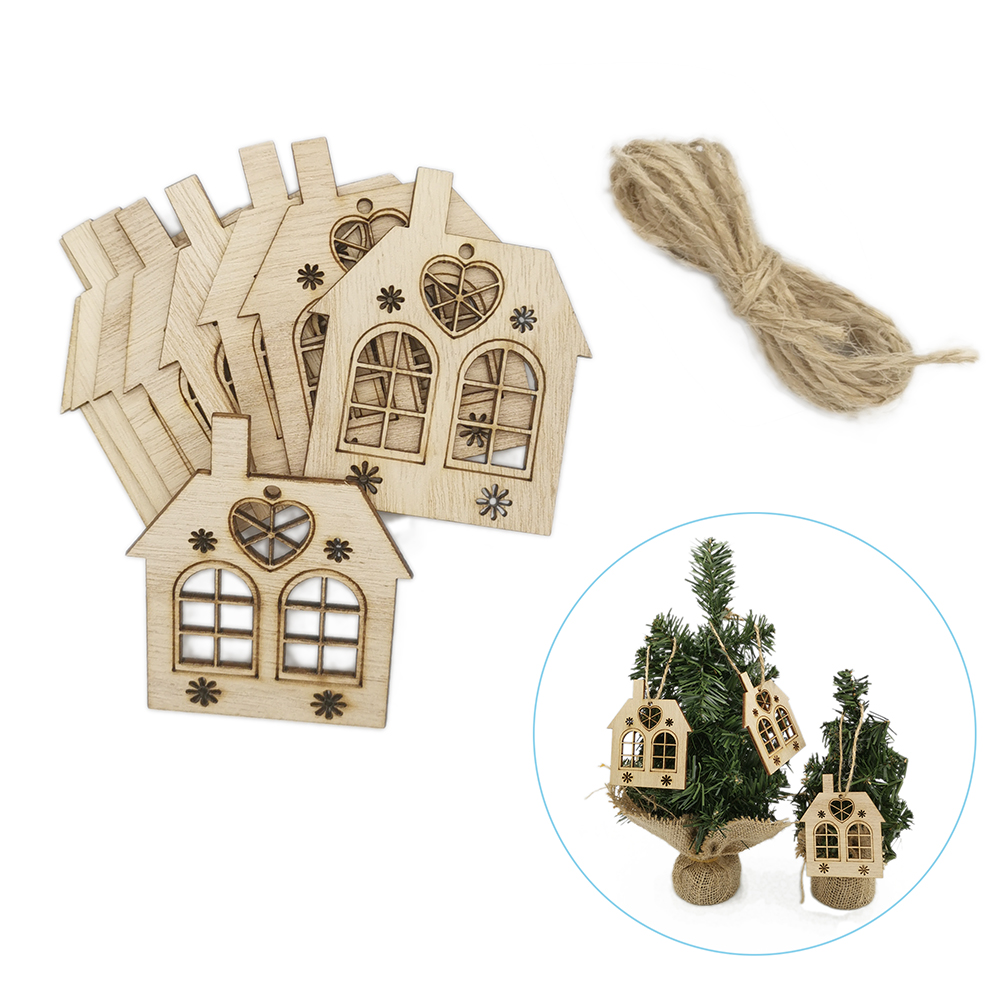 10pcs Wooden Hollow House Cuto - Christmas Craft Embellishment recensie en prijs