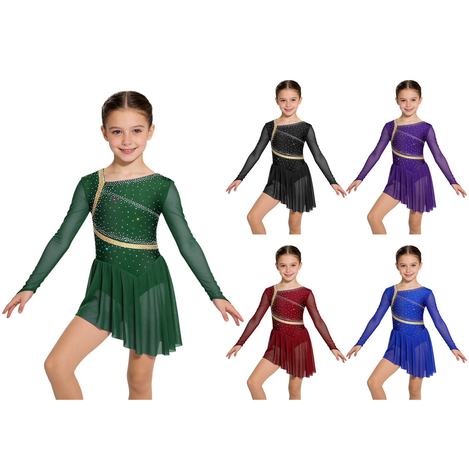Kids Girls Figure Skating Lyri - Rhinestone Banding Trim recensie en prijs