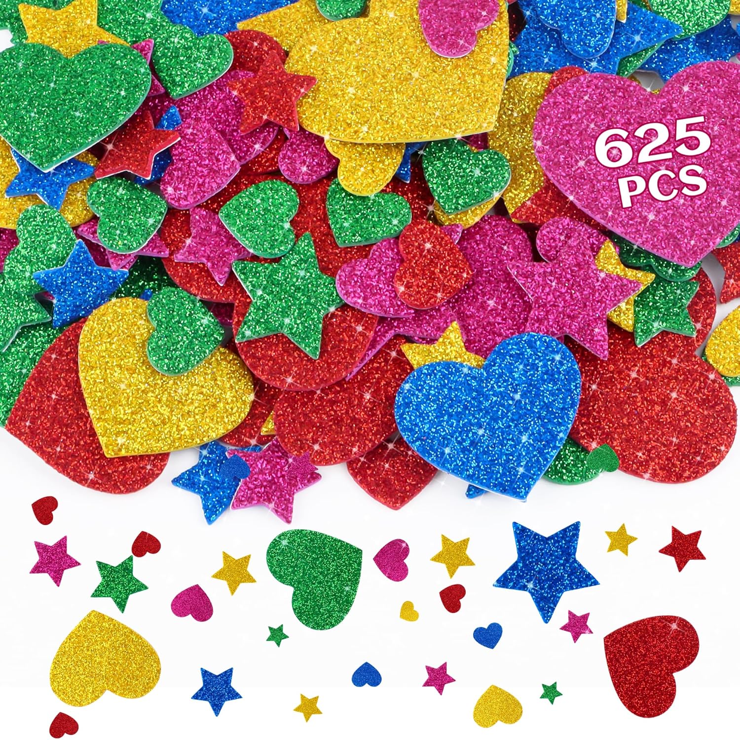 625Pcs Glitter Heart Foam Stic - Glitter Vinyl Roll recensie en prijs
