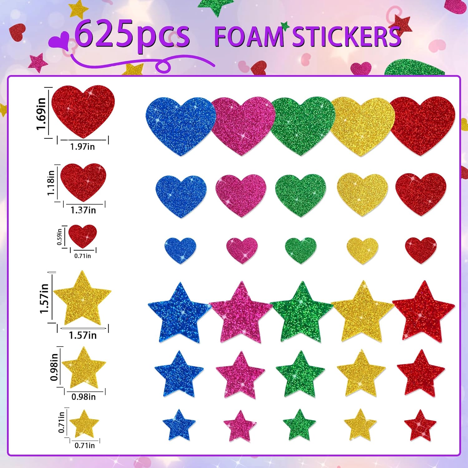 625Pcs Glitter Heart Foam Stic - Glitter Vinyl Roll recensie en prijs