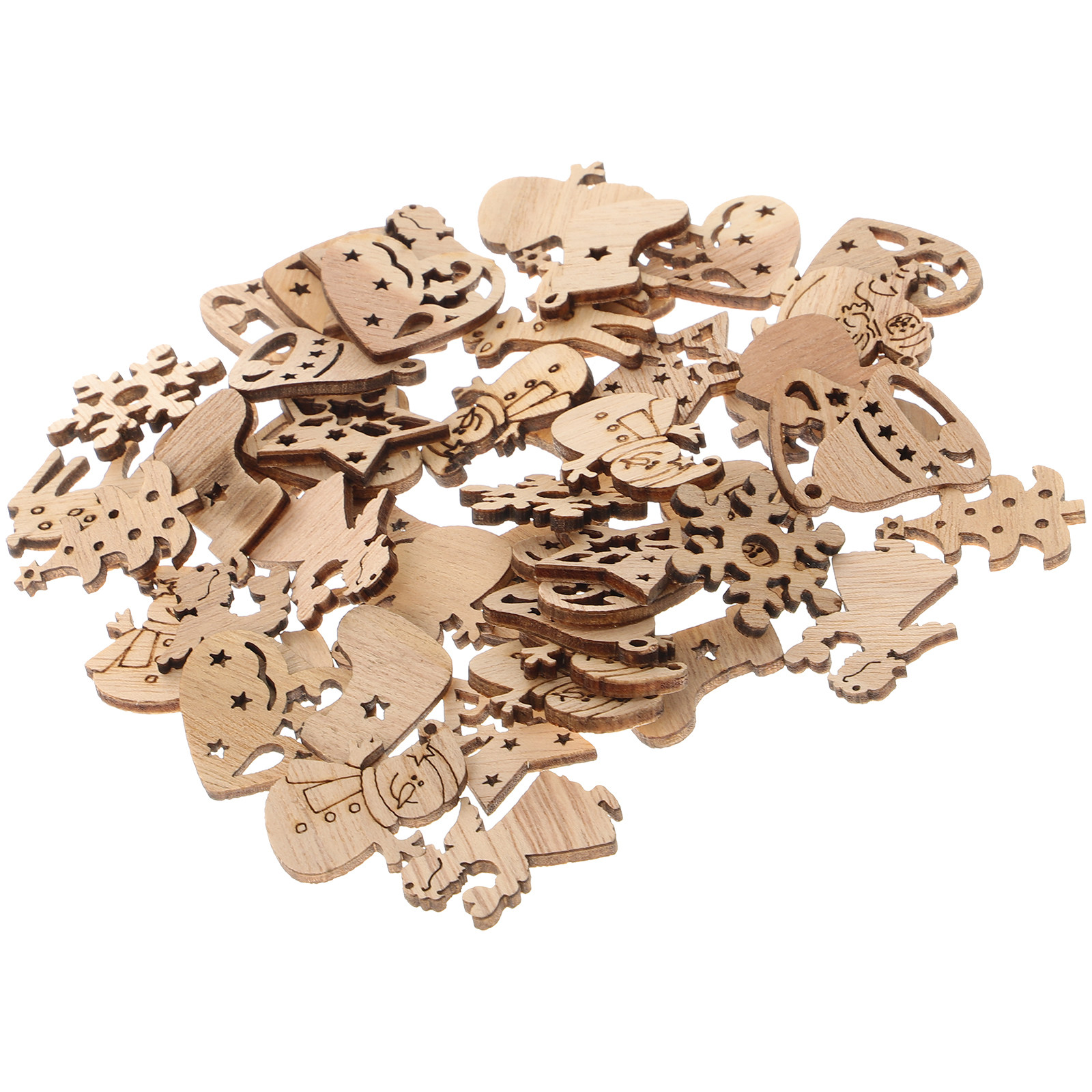 50Pcs Premium Wooden Shapes Cu - Christmas Craft Embellishment recensie en prijs