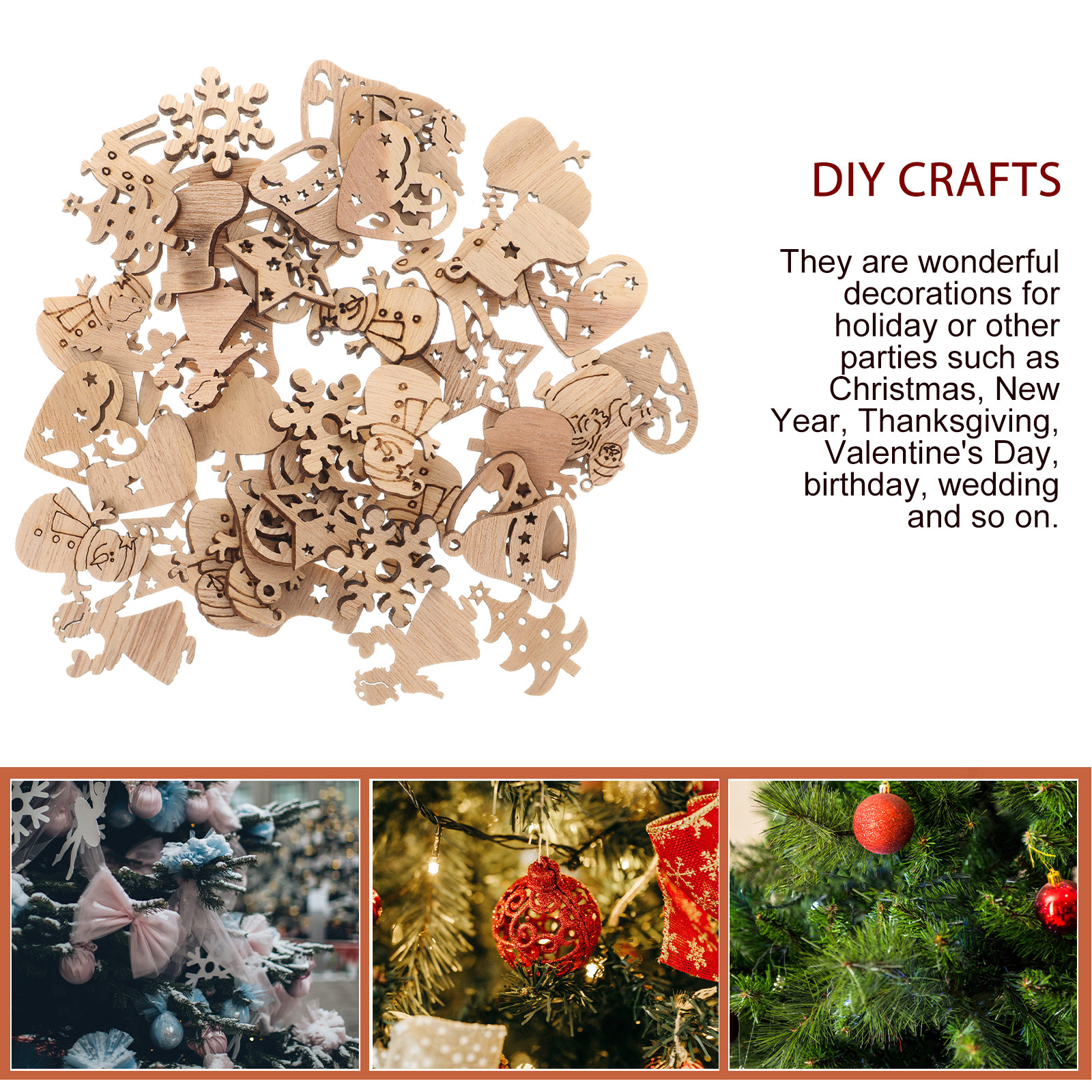 50Pcs Premium Wooden Shapes Cu - Christmas Craft Embellishment recensie en prijs
