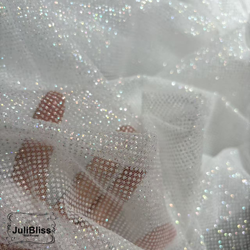 Shimmering White Glitter Tulle - Sequin Fabric Panel recensie en prijs