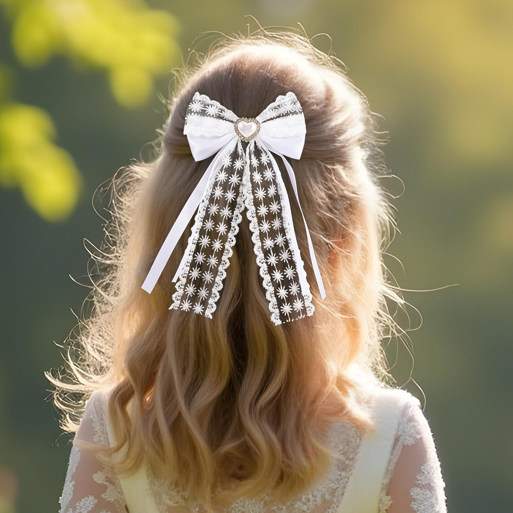2Pcs Flower Lace Bow Hair Clip - Lace Ribbon Trim recensie en prijs