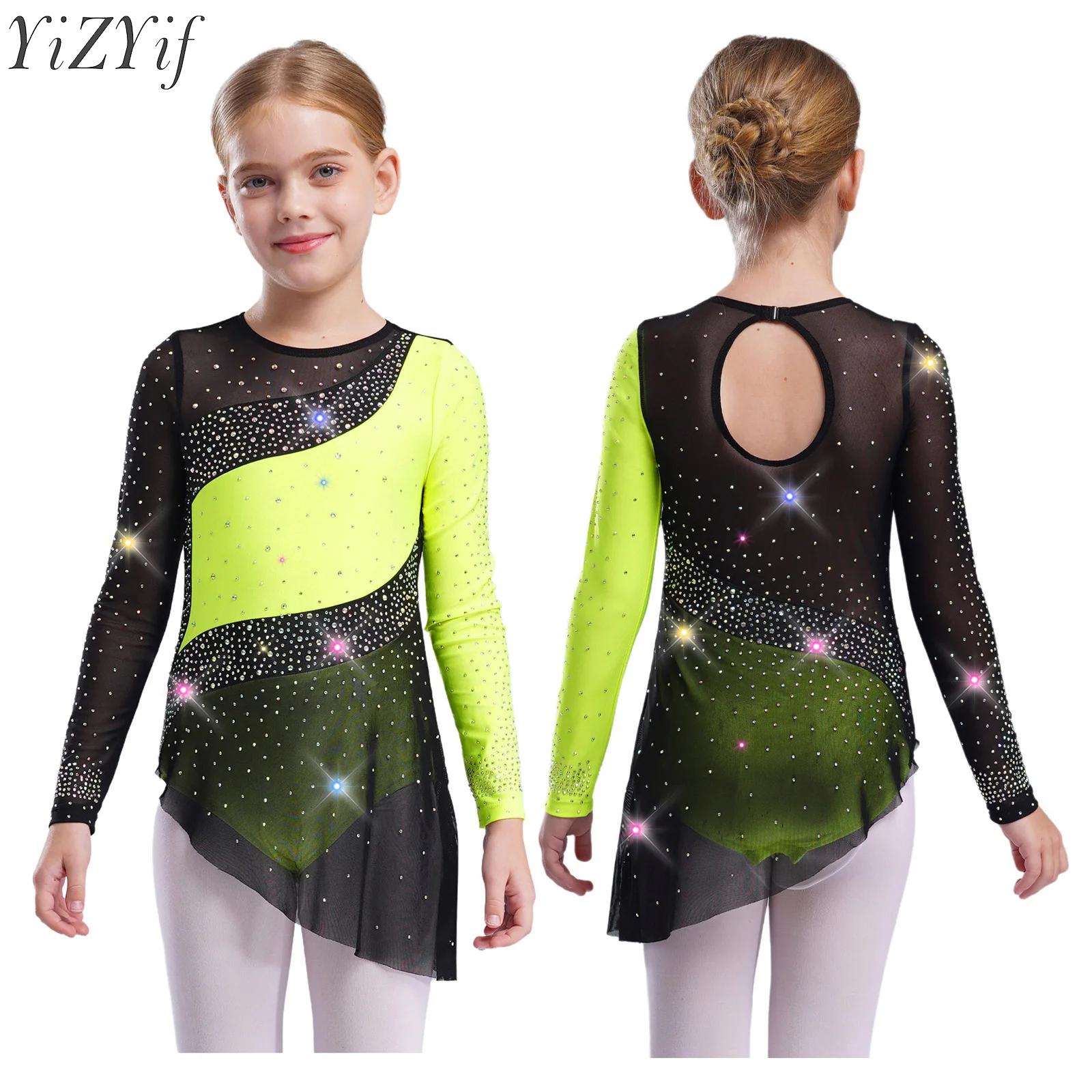 Kids Girls Ballet Leotard Dres - Rhinestone Banding Trim recensie en prijs