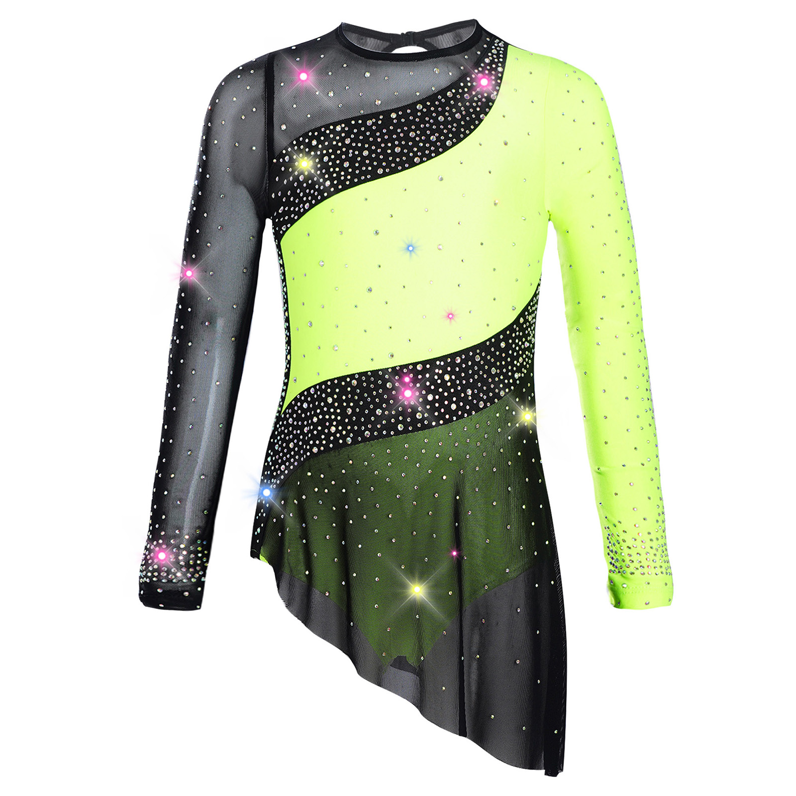 Kids Girls Ballet Leotard Dres - Rhinestone Banding Trim recensie en prijs