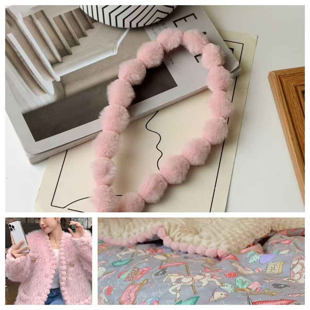 3cm Faux Rabbit Fur Pom Pom Ba - Lace Ribbon Trim recensie en prijs