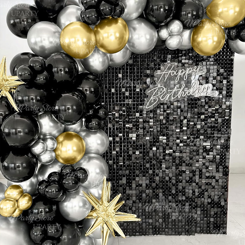 Black Shimmer Wall Backdrop 12 - Sequin Fabric Panel recensie en prijs