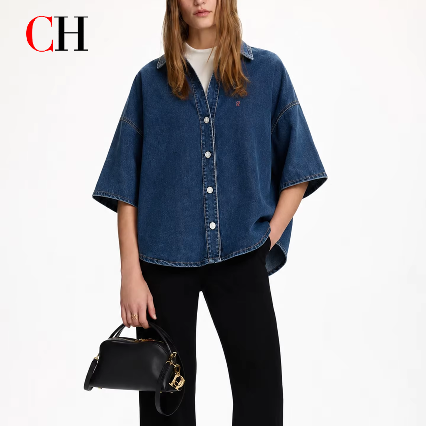 CH Letter Embroidered Solid Co - Embellish Knit recensie en prijs