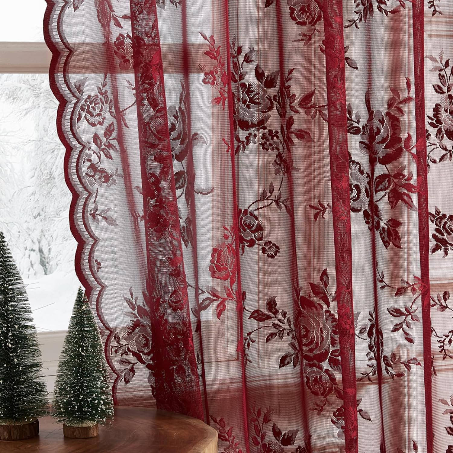 1 pc Burgundy Lace Curtains 45 - Guipure Lace Panel recensie en prijs
