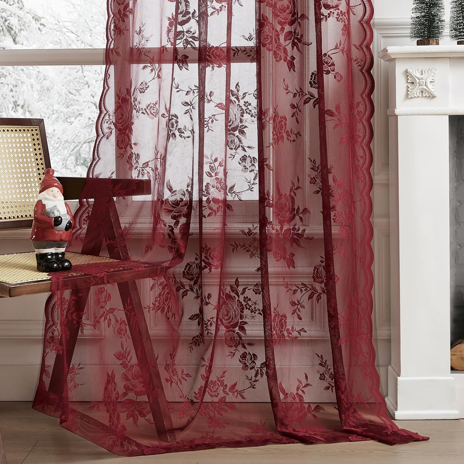 1 pc Burgundy Lace Curtains 45 - Guipure Lace Panel recensie en prijs