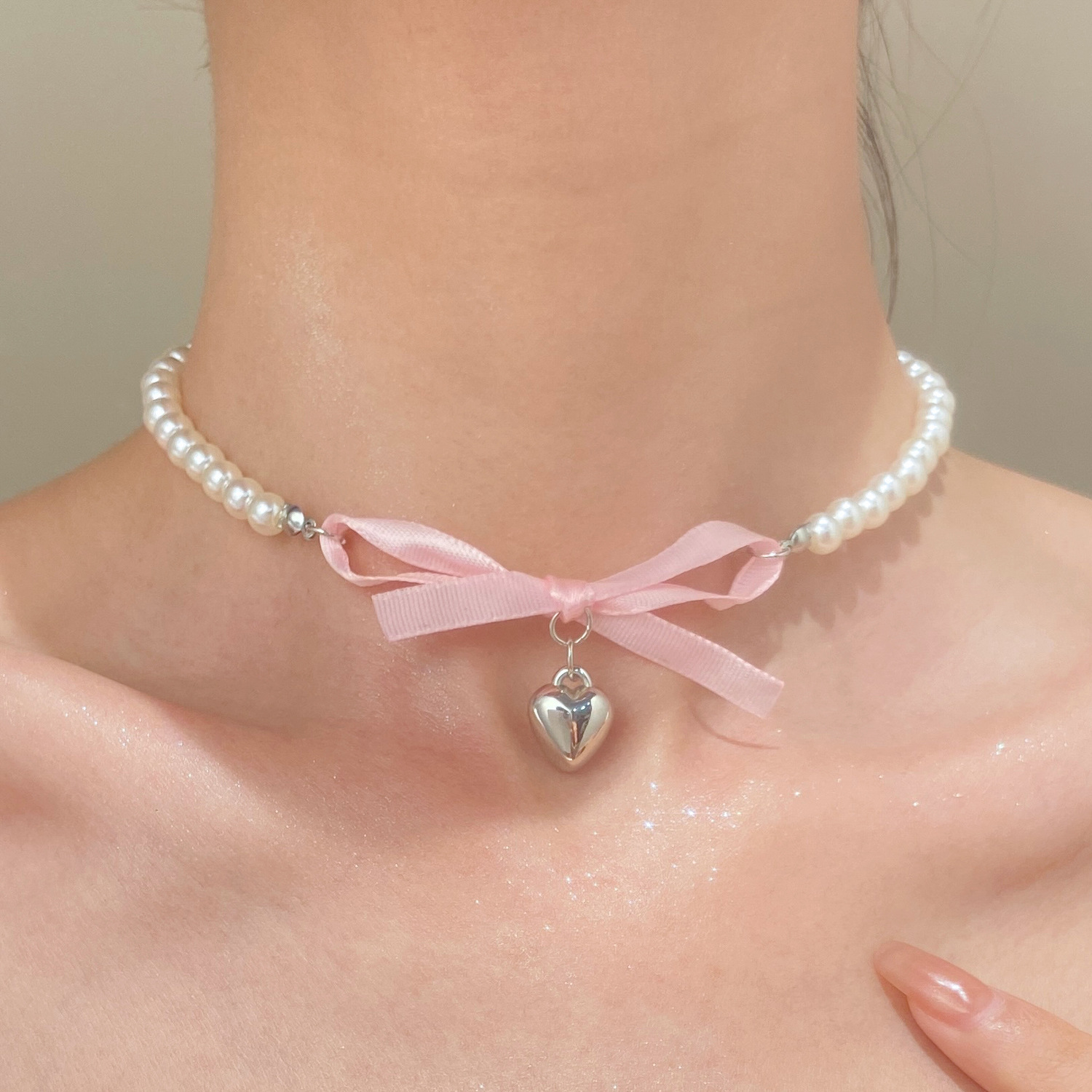French Romantic Pink Bowknot H - Pearl Trim Chain recensie en prijs